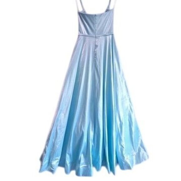 Strapless Light Blue Satin A-Line Formal Gown Size 4 Dress by COLORS 2182 - Picture 6 of 12